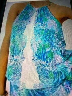 NWT** Lilly Pulitzer Bowen Women's in  Blue & Green Halter Top